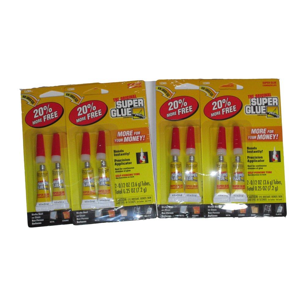 The Original Super Glue - 4 Packages of 2 (Total 8 Tubes)