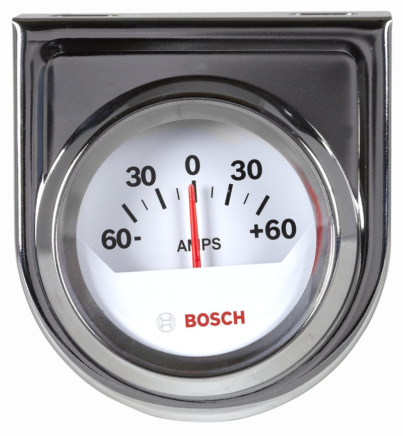 Actron SP0F000058 Bosch Style Line 2" Ammeter Gauge (White Dial Face, Chrome Bezel)