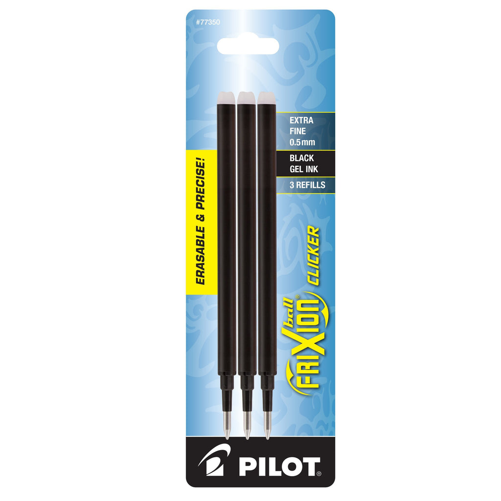 PILOT FriXion Gel Ink Refills for Erasable Pens, Extra Fine Point, Black Ink, 3-Pack (77350)