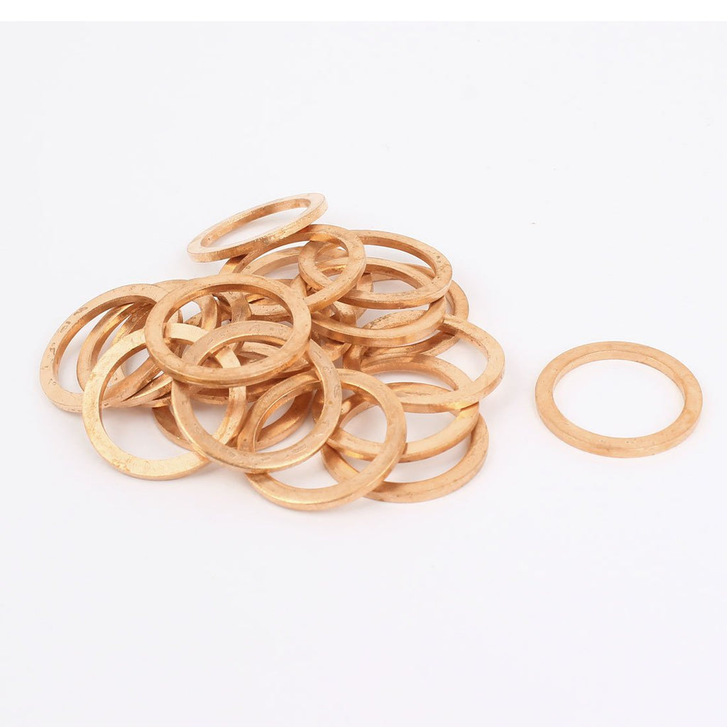 uxcell 20mm x 26mm x 2mm Metric Shape Copper Flat Washer 20 Pcs