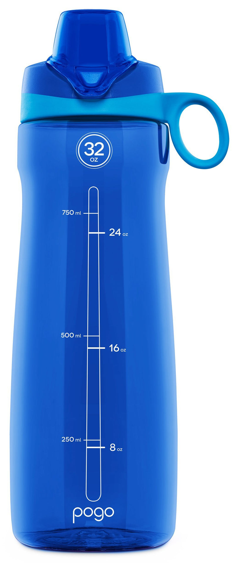 Pogo BPA-Free Plastic Water Bottle with Chug Lid 32 Oz Blue