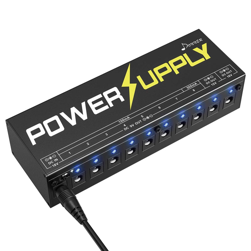 Donner DP-1 Guitar Power Supply 10 Isolated DC Output for 9V/12V/18V Effect Pedal