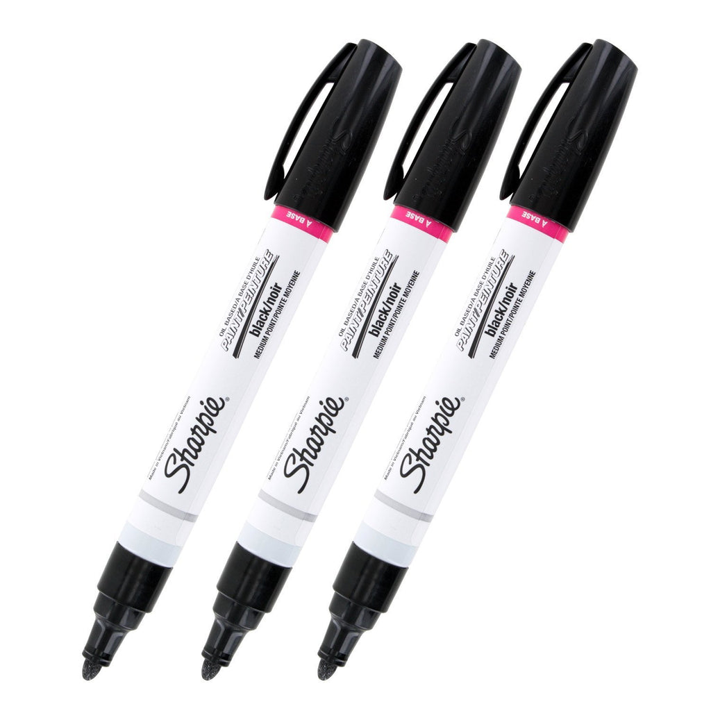 Sharpie Oil-Based Paint Marker, Medium Point, Black Ink, Pack of 3 3 Pack - Black Ink