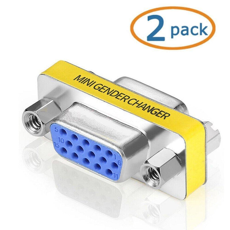 SVGA Connector, WOVTE DB HD New 15 VGA SVGA KVM Female to Female Gender Changer Adapter Coupler Pack of 2 2Packs