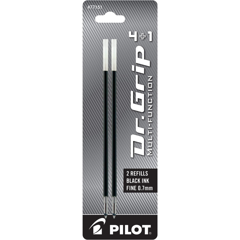 PILOT Dr. Grip 4+1 Multi-Function Ballpoint Ink Refills, Fine Point, Black Ink, 2-Pack (77151)