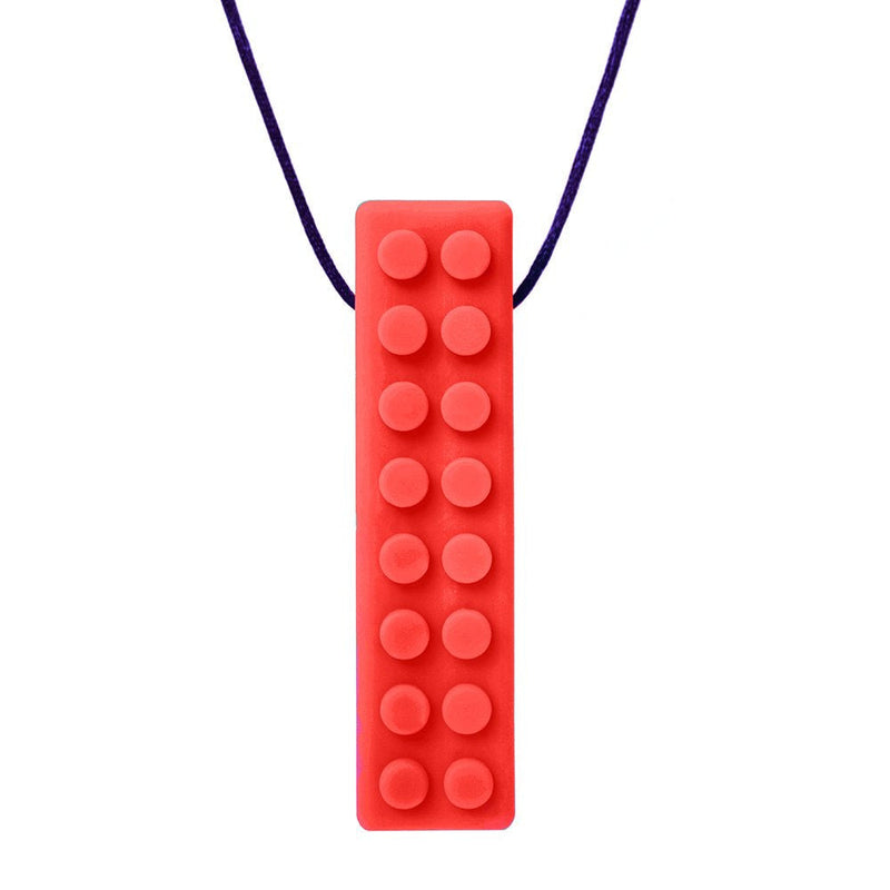 ARK's Brick Stick Textured Chew Necklace Made in The USA (Soft - for MILD Chewing ONLY, Please Read Description for More Options) - Red