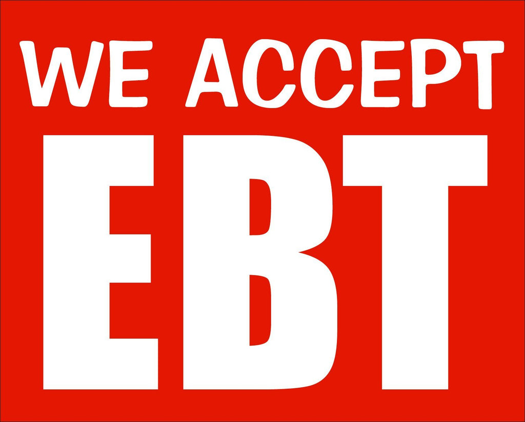 American Vinyl We Accept EBT Sticker (Business Store Window Electronic Benefit Transfer Cards)