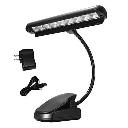 Vshinic Music Stand Light ,Clip On Piano Lights 9 LED Orchestra Light Book Lamp Musician Lamp,Fully Adjustable No Flicker For Piano, Orchestra,Book Reading, Mixing Table, DJ, Craft Work (Powered by AA Batteries, AC Adapter)