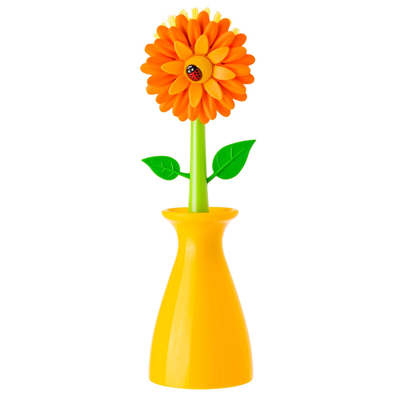 Vigar Flower Power Dish Brush Made of Plastic Vase 7200 Orange 5 X 5 X 15 cm Orange