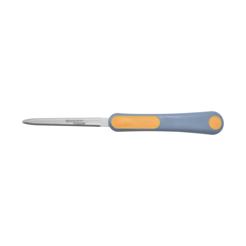 Westcott Pub Titanium Bonded Blade Hand Letter Opener with Redesigned Handle, 9", Gray/Yellow (16450)