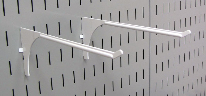 Wall Control Pegboard 9in Reach Extended Slotted Hook Pair - Slotted Metal Pegboard Hooks for Wall Control Pegboard and Slotted Tool Board – White