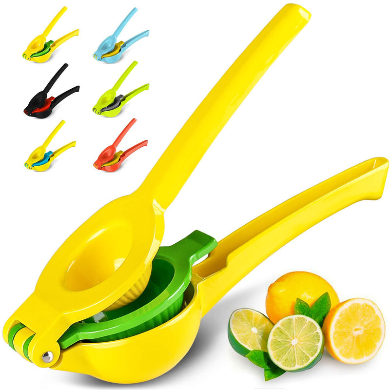 Zulay Premium Metal Lemon Lime Squeezer - Manual Citrus Press Juicer Medium Handheld Classic Yellow and Green