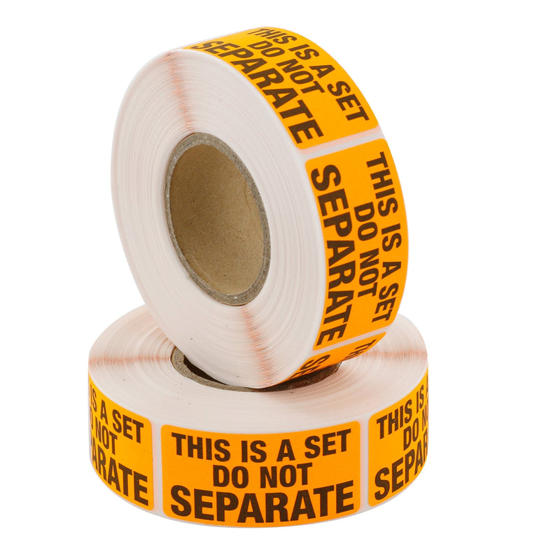 "Do Not Separate - This is a Set" Shipping Labels - 1000 Fluorescent Orange (1" x 2") FBA Compliant Labels (2 Rolls of 500) by SCS Direct