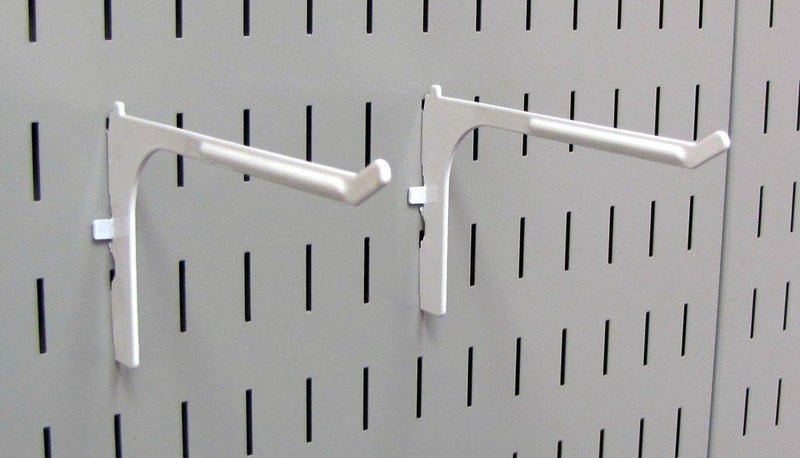 Wall Control Pegboard 6in Reach Extended Slotted Hook Pair - Slotted Metal Pegboard Hooks for Wall Control Pegboard and Slotted Tool Board â€“ White