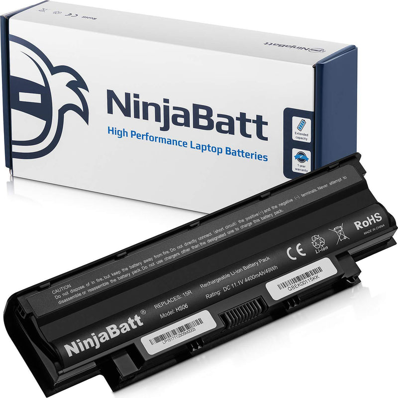 NinjaBatt Battery for Dell J1KND N7110 N5010 N7010 3750 N5110 N4050 9T48V M5030 N5030 3550 N5050 N5040 3520 17R 1540 4T7JN P20G N4010 3420 M5040 15R - High Performance [6 Cells/4400mAh]