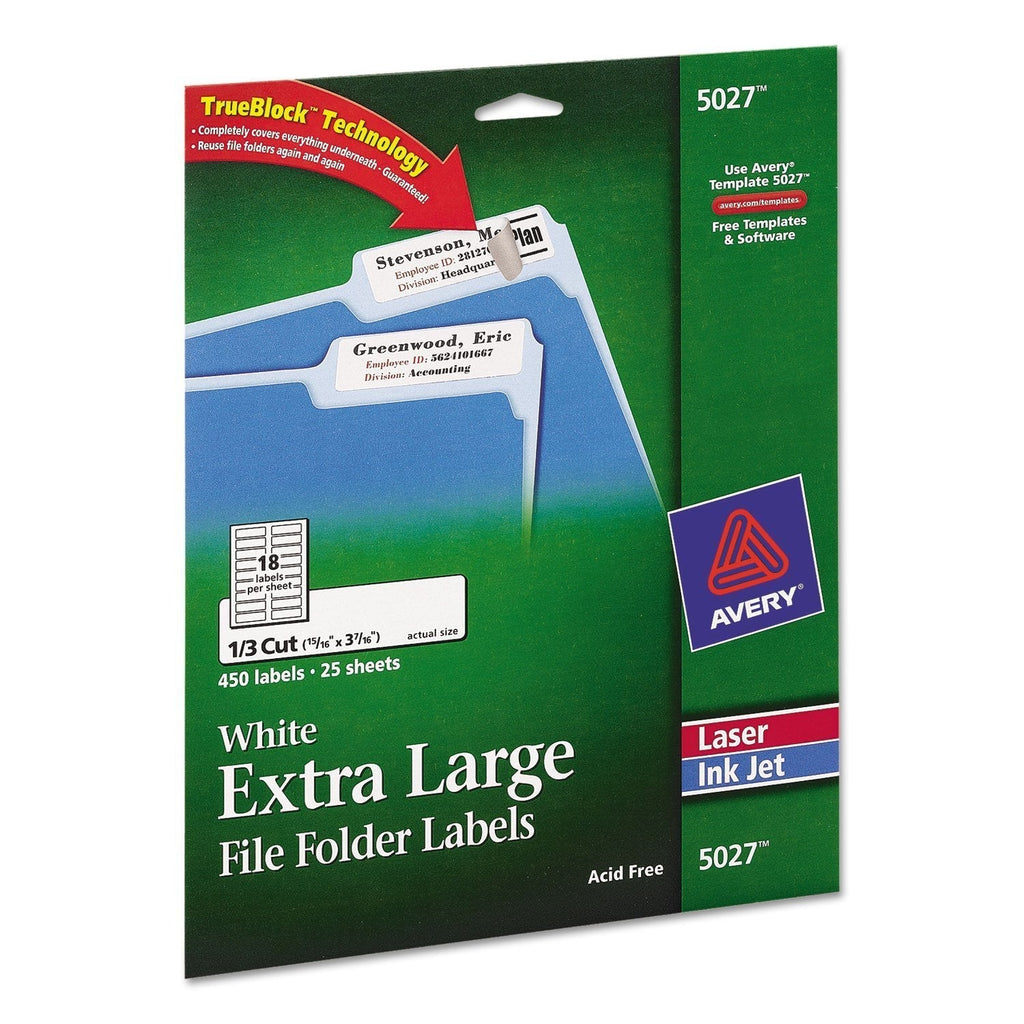 Avery 5027 Extra Large Filing Labels, 15/16-Inch x3-7/16-Inch, 450/PK, White