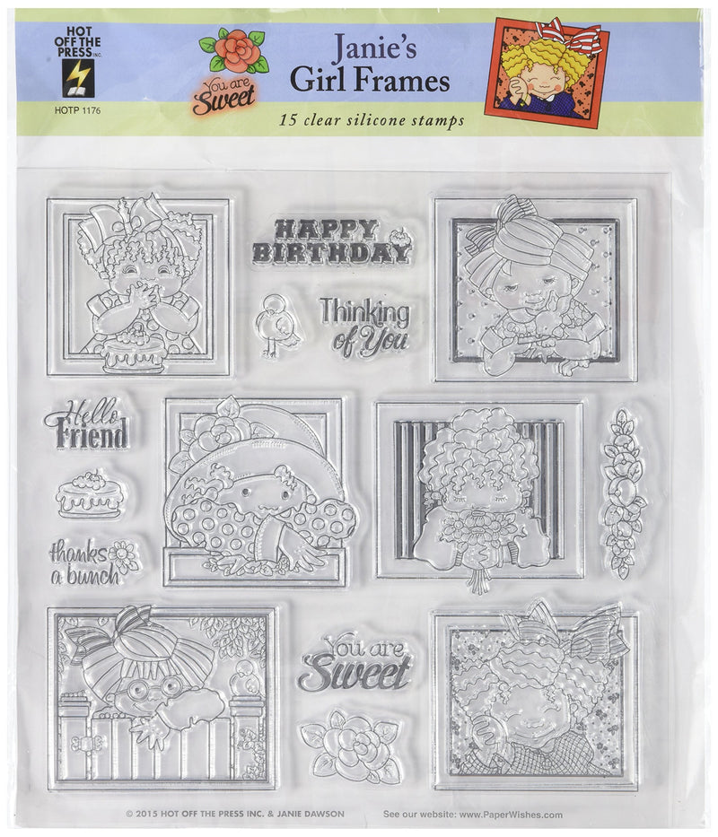 Hot Off The Press Girl Frames Acrylic Stamp Sheet, 8" by 8"