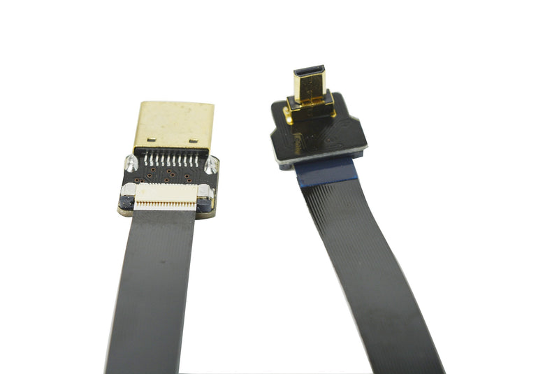 Thin HDMI Flat Slim FPV HDMI Cable Micro HDMI male 90 degree to Standard HDMI full HDMI Normal HDMI for Panasonic lumix GH4 blackmagic BMPCC sony alpha A5000 A6000 A7S A7R 60cm Black