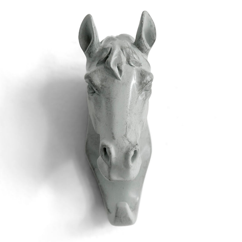 HERNGEE Horse Head Single Wall Hook / Hanger Animal Shaped Coat Hat Hook Heavy Duty, Rustic, Decorative Gift , Grey Gray