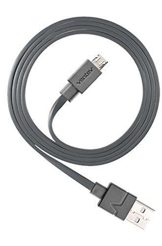 Ventev Chargesync Micro USB Cable | Convenient Charging from Any Standard USB Port, Transfer Data to Any PC or MAC, S2.1A Rapid Charging, Flat Cable Design for Tangle-Free Wrapping | 3ft Gray