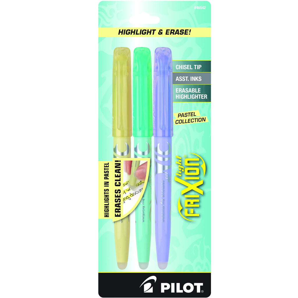 PILOT FriXion Light Pastel Collection Erasable Highlighters, Chisel Tip, Assorted Color Inks, 3-Pack (46542) Pack of 3