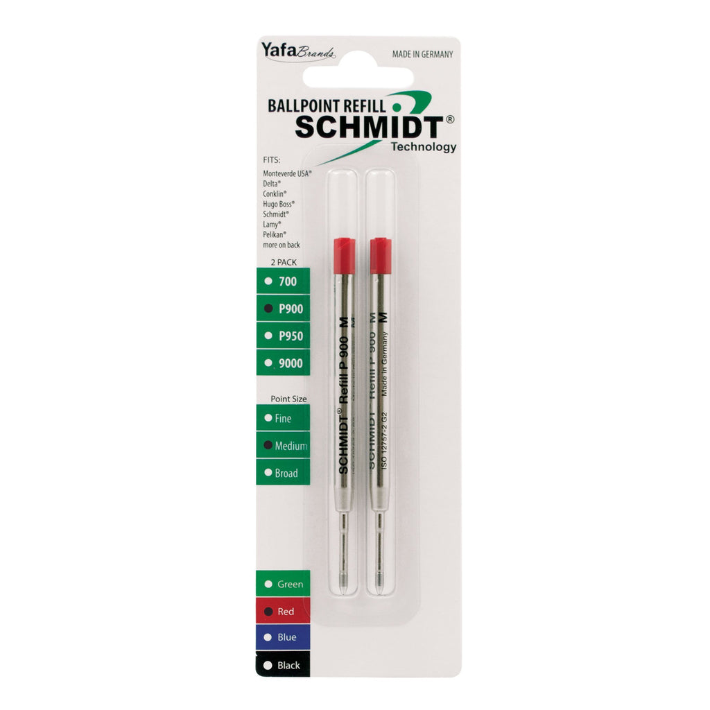 Schmidt P900 Ballpoint Tc Ball Parker Style Refill Medium, Red, 2 Pack Blister (SC58137)