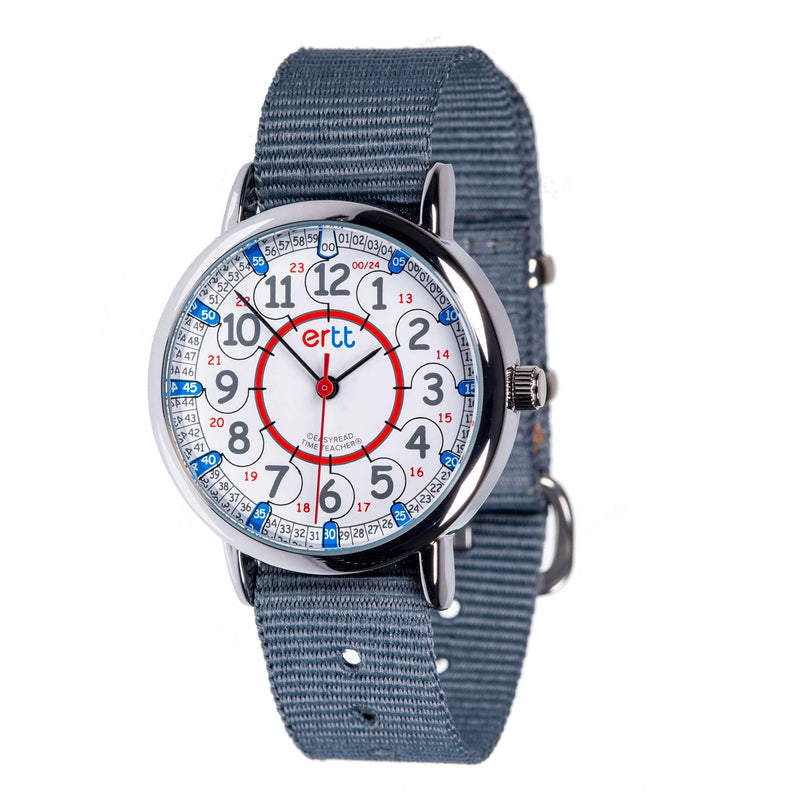 EasyRead Time Teacher Analog Learn The Time Childrens Watch Grey #ERW-RB-24