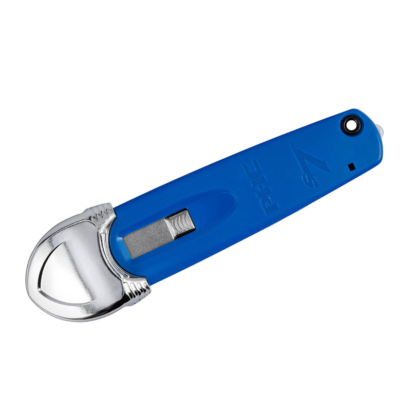 Pacific Handy Cutter S7 Safety Cutter, 3-in-1 Self-Retractable Utility Knife with Fold-Out Film Cutter, Bladeless Tape Splitter, Guard for Safety & Damage Prevention , Blue S7 Premium Safety Cutter - 3-in-1