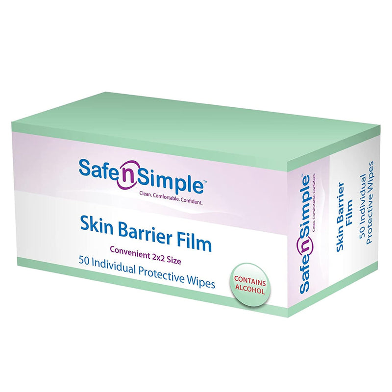 Safe n' Simple Simpurity Skin Barrier Wipes, Quick Drying No Sting Skin Prep Wipes, Large Size Skin Prep Protective Wipes, 2x2 Ostomy Wipes