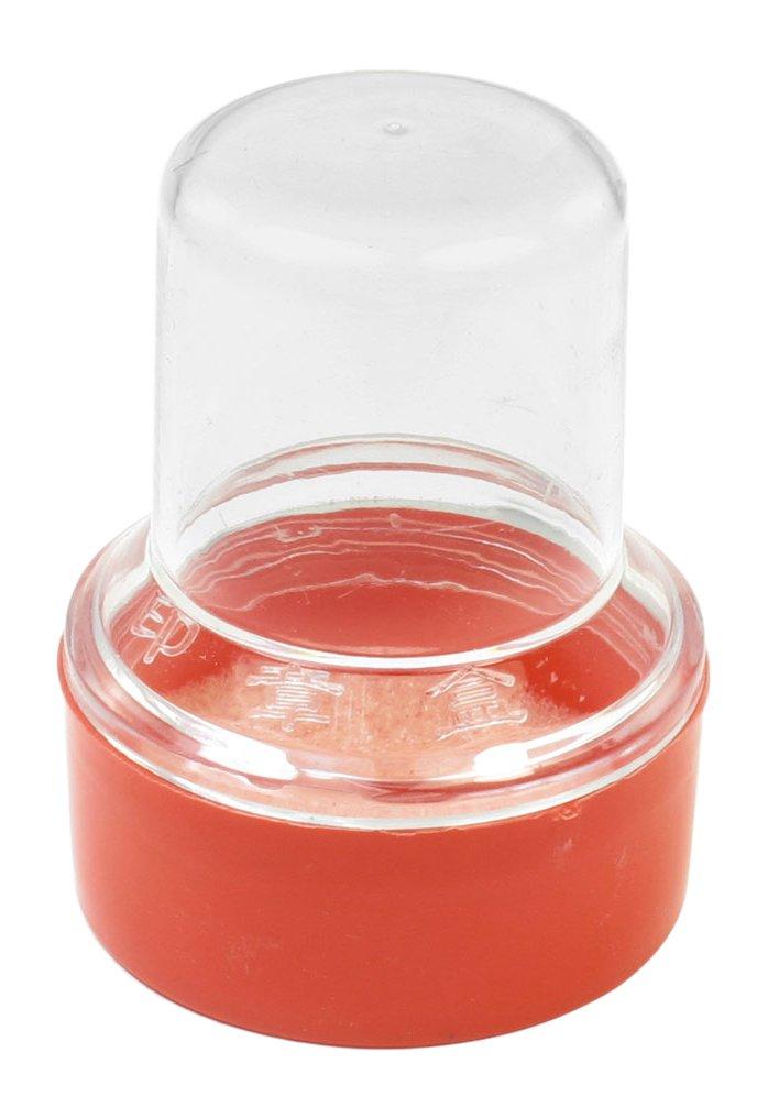 Uxcell Plastic Cylinder Office Cap Seal Stamper Holder Box Case, Clear Red