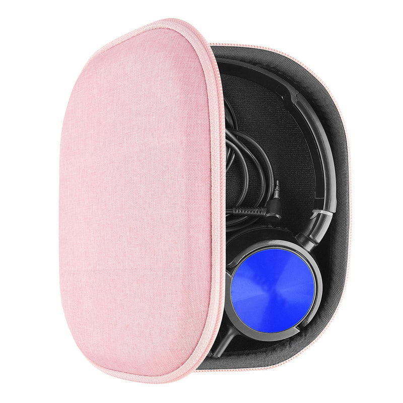 Geekria UltraShell Headphones Case Compatible with Sony MDR ZX300, ZX310, XB200, ZX100, ZX110, ZX102DPV, MDR-ZX110-P Case, Replacement Hard Shell Travel Carrying Bag with Cable Storage (Pink)