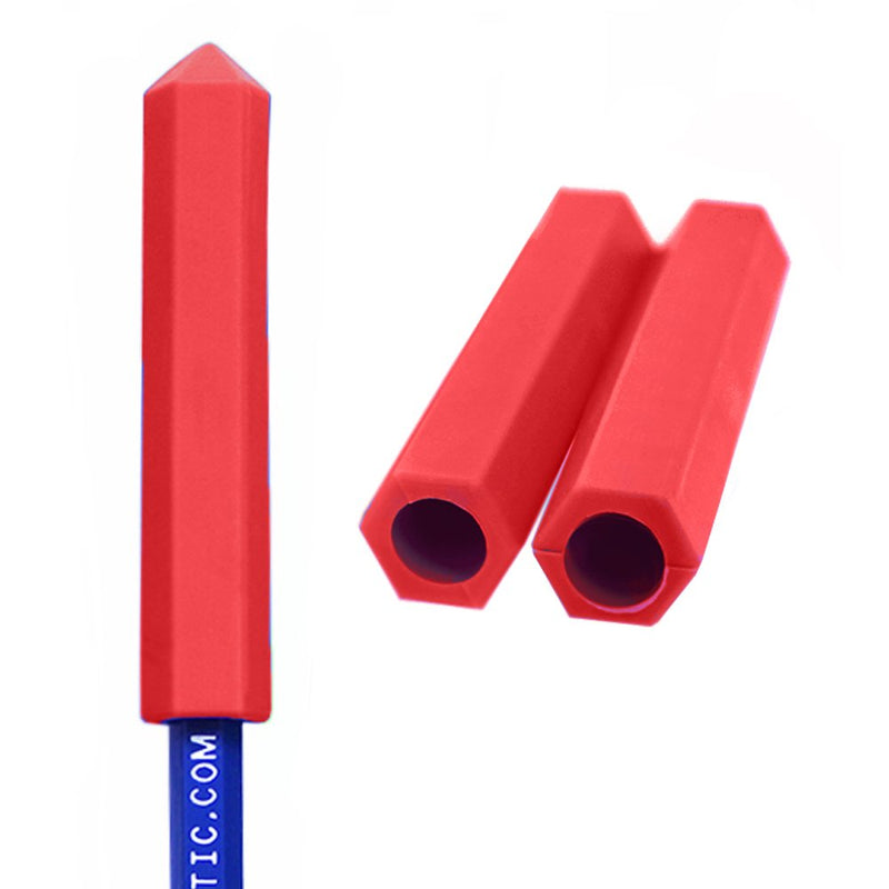 ARK's Krypto-Bite Pencil Topper Chewable Tubes - Made in USA (3 Pack of Soft for MILD Chewing, Red)