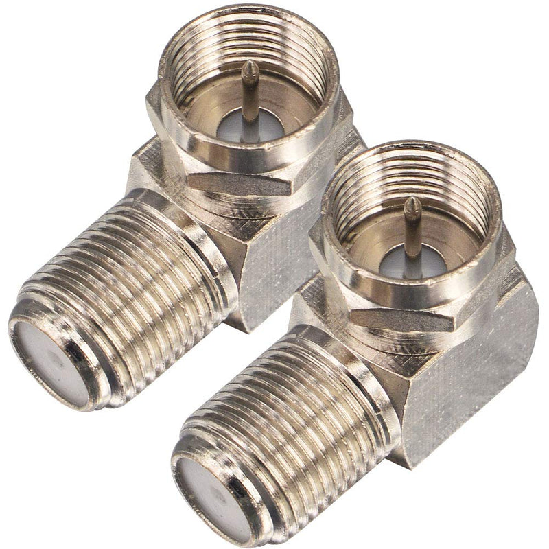 onelinkmore Coaxial Cable Right Angle Connector F Type Female to Male Adapter Right Angle Coax Connector F Male to Female Coaxial RG6 Adapter for Coax Cable and Wall Plates Coax 90 Degree Pack of 2 Green