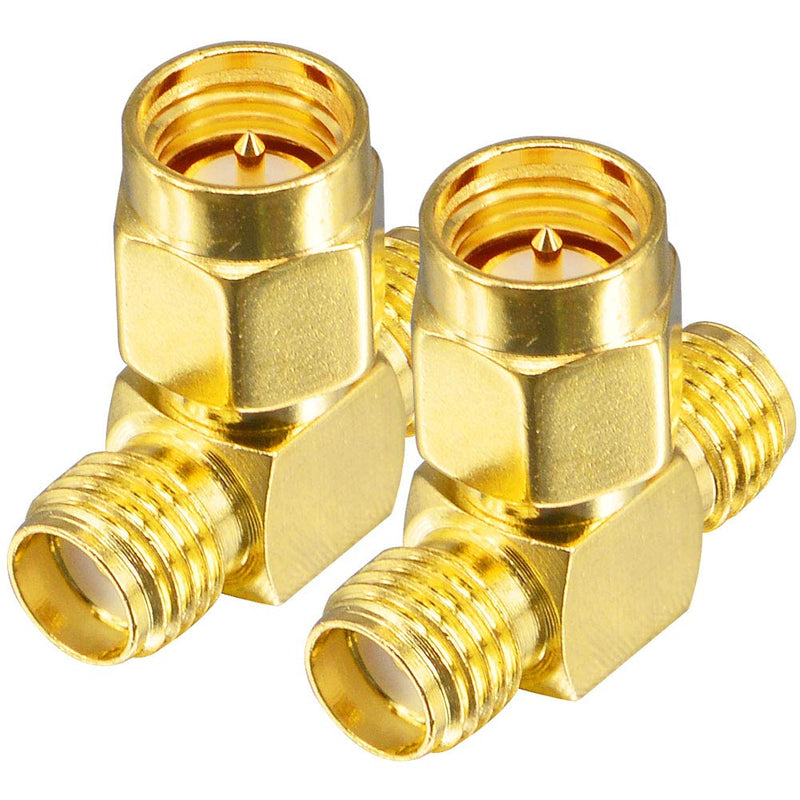 onelinkmore SMA Male Antenna Adapter SMA Adapter Splitter 2-Way SMA Male to Dual SMA Female Connector Splitter Antenna Converter for LAN Devices Coaxial FPV Radio Baofeng Yaesu Camera Pack of 2