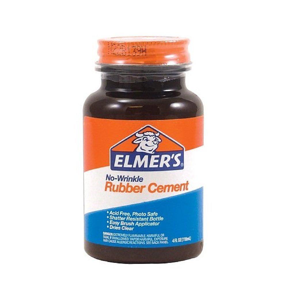 Elmer's Wrinkle Rubber Cement, Clear, Brush Applicator, 4 Ounce (3 Pack)