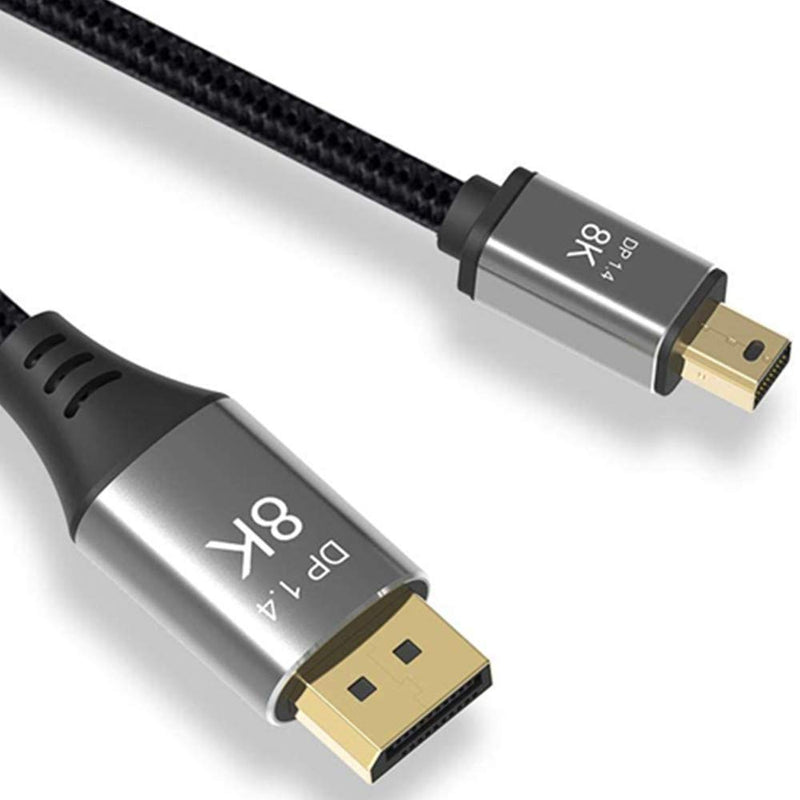 CABLEDECONN Mini DP to DisplayPort 8K Cable 8K(7680x4320)@60Hz 4K@144Hz DisplayPort 1.4 Bi-Directional Transmission DisplayPort to Mini DisplayPort 8K Cable 3M 3m 9.9ft mini dp to dp 8k cable