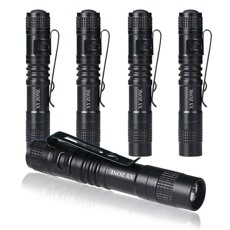 XY ZONE Ultra Slim LED Flashlights XP-1 XPE-R3 1000LM Mini Clip Lamp Penlight Torch Powered by 1 x AAA 5Pcs (Battery not include) Version 1