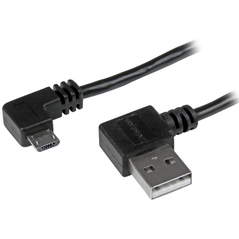 StarTech.com 2m 6 ft Micro-USB Cable with Right-Angled Connectors - M/M - USB A to Micro B Cable - 6ft Right Angle Micro USB Cable (USB2AUB2RA2M),Black 6 ft / 2m