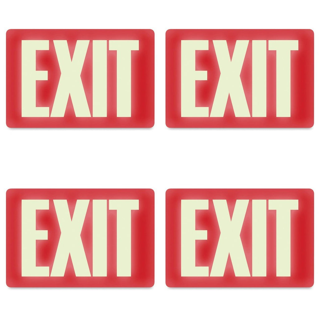 Headline Sign 4792 Glow-in-The-Dark Exit Sign, 8 Inches by 12 Inches, 4 Packs