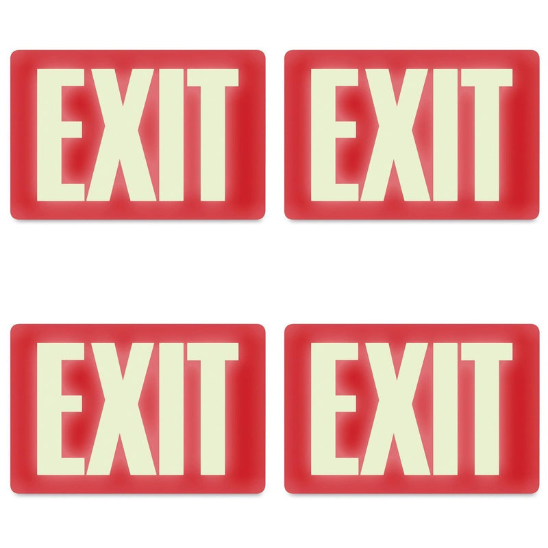 Headline Sign 4792 Glow-in-The-Dark Exit Sign, 8 Inches by 12 Inches, 4 Packs