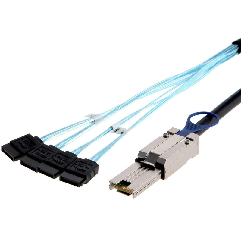 CableCreation Mini SAS 26Pin (SFF-8088) Male to 4 SATA 7Pin Female Cable, Mini SAS Host/Controller to 4 SATA Target/Backplane, 1M / 3.3FT