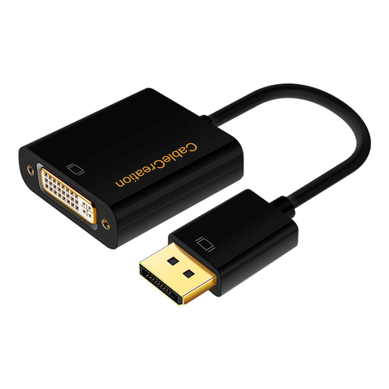DisplayPort to DVI Adapter, CableCreation DP to DVI Adapter, DP Male to DVI Female Cable with Built in IC Chipset, Compatible with Dell, Lenovo, HP, etc,. Black Color Passive