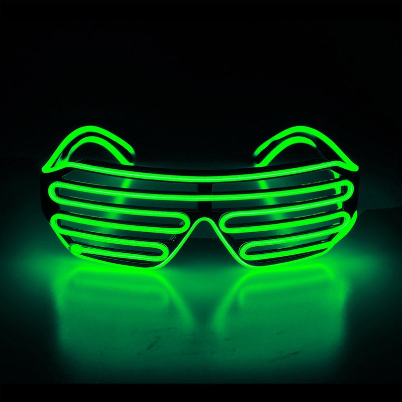 Aquat Glow Flashing Shutter Neon Rave Glasses El Wire LED Sunglasses Light Up DJ Costumes Voice Activated for Party, 80s, EDM RB02 (Light Green, Black Frame) Fluorescent Green