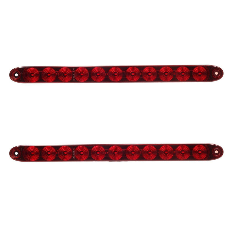 Partsam 2PCS Red 15" 11 LED Trailer Light Bar Sealed Stop Turn Tail Park Third 3rd Brake Light Truck Trailer Marker ID Bar Waterproof 2