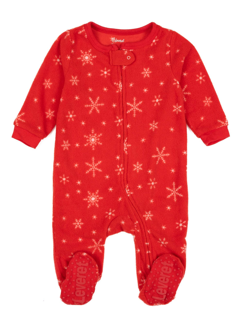 Leveret Fleece Baby Boys Girls Footed Pajamas Sleeper Kids & Toddler Christmas Pajamas (3 Months-5 Toddler) 18-24 Months Snowflake