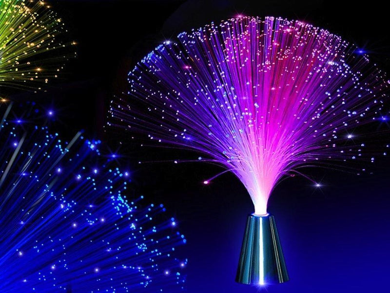 2Pcs LED Colourful Changing Fibre Fiber Optic Fountain Night Light Calming Lamp Christmas