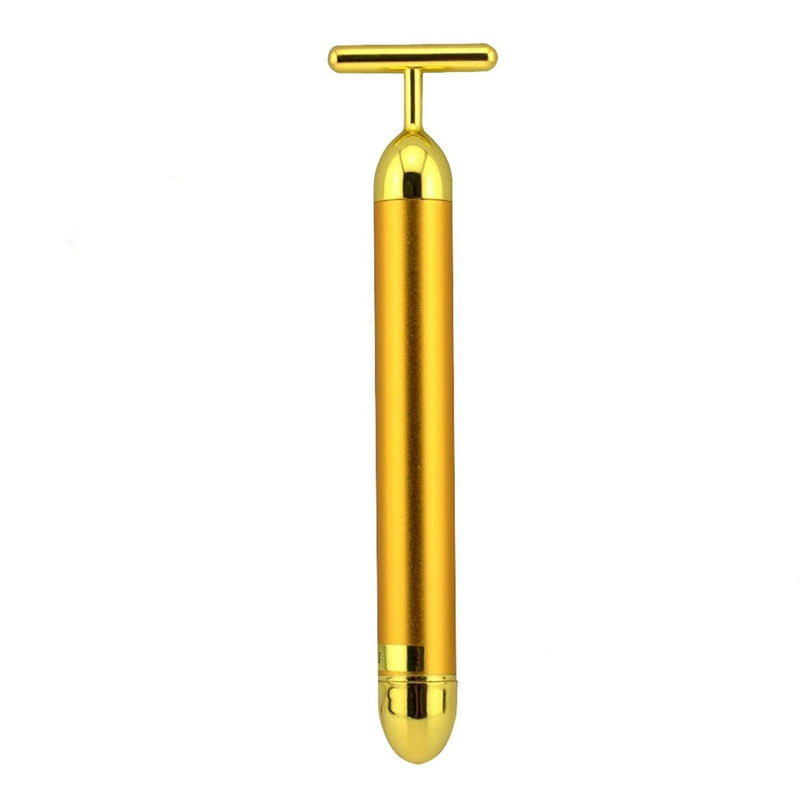 Beauty Bar 24k Golden Pulse Energy Facial Massager, T Shape Electric Face Massager for Pull Tight Firming Lift Daily Skin Care