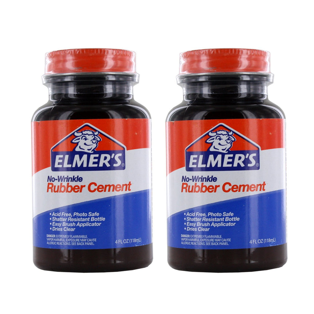 Elmer's No-Wrinkle Rubber Cement, Acid-Free, 4 Oz Bottle, Pack of 2 1