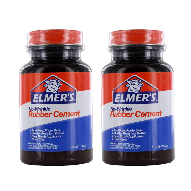 Elmer's No-Wrinkle Rubber Cement, Acid-Free, 4 Oz Bottle, Pack of 2 1