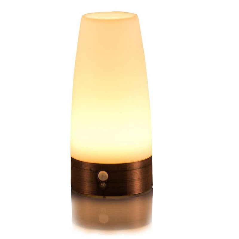 ZEEFO Retro LED Night Light Wireless PIR Motion Sensor, Activated Step Lighting Lamps, Indoor/Outdoor Battery-Operated Sensitive Portable Moving Table Lamp for Kids Room, Hallway Yellow